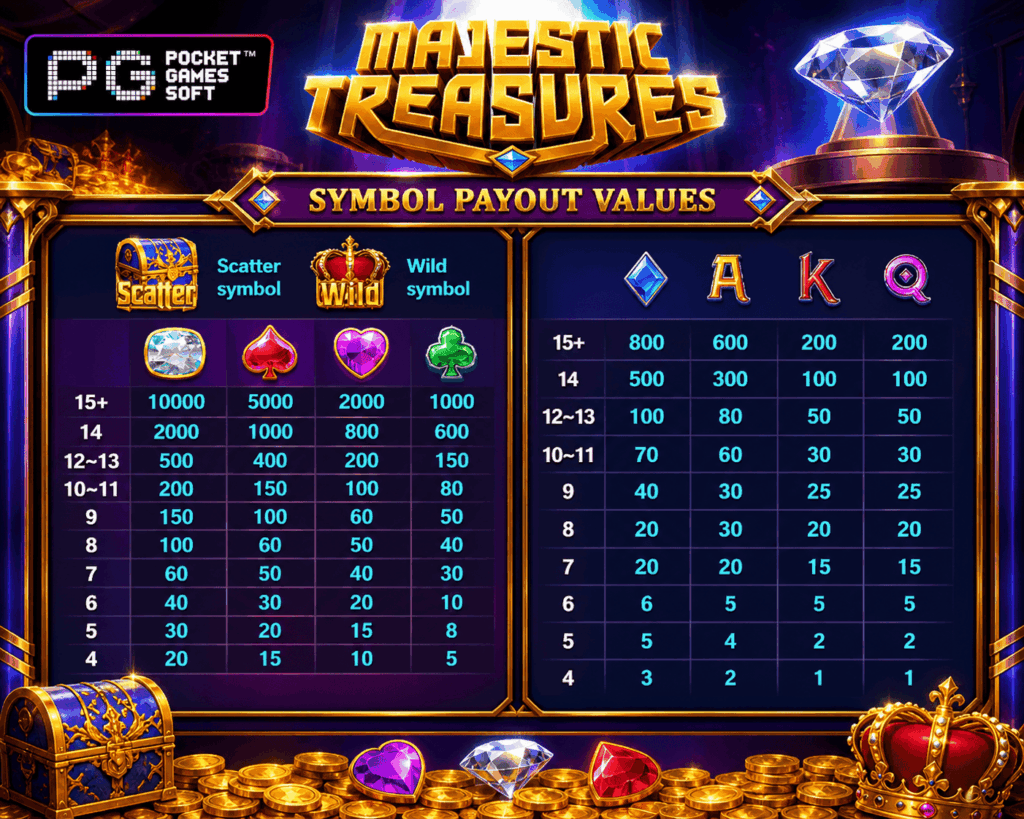 รีวิวเกมสล็อต Majestic Treasures เกมอัญมณีนำโชค