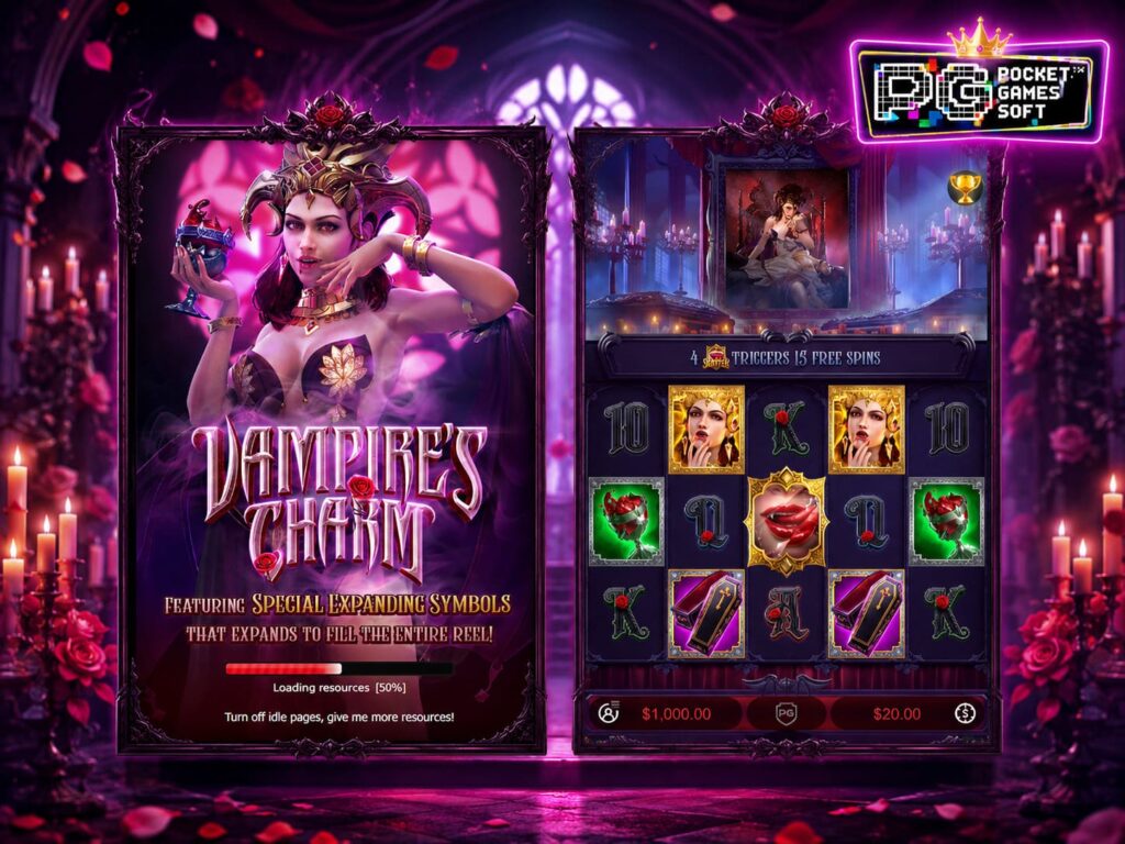 รีวิวเกมสล็อต Vampires Charm กราฟิกและระบบเสียงที่น่าตื่นตาตื่นใจ