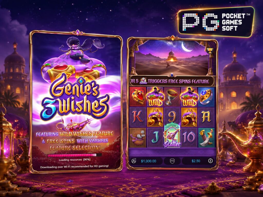รีวิวเกมสล็อต Genies 3 Wishes พลังวิเศษแห่งตะวันออก