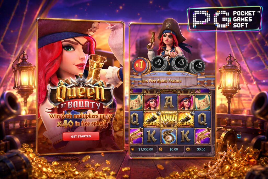 รีวิวเกมสล็อต Queen of Bounty ตำนานโจรสลัดแห่งท้องทะเล