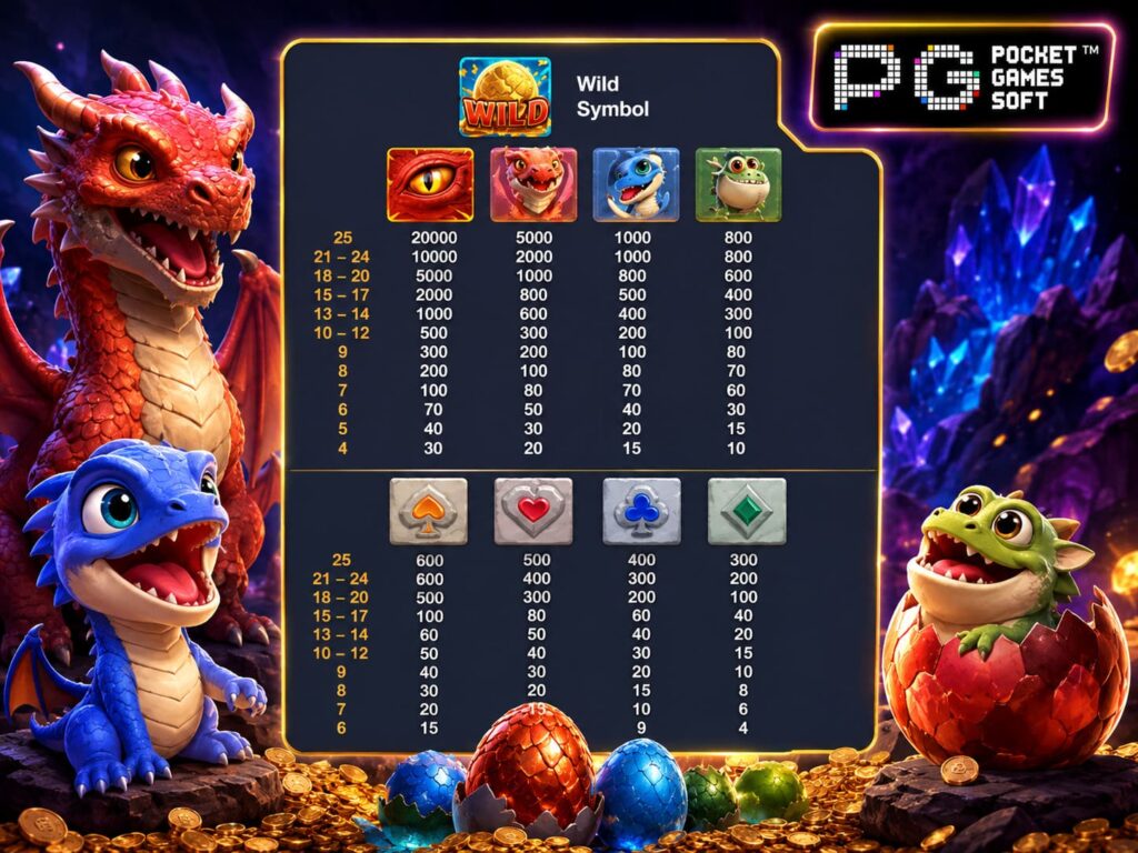 รีวิวเกม Dragon Hatch อัตราจ่ายรางวัลและสัญลักษณ์สำคัญ