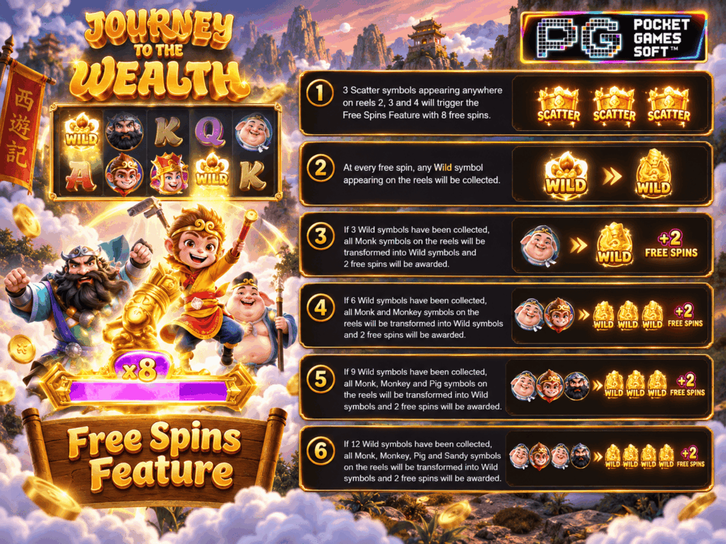 รีวิวเกม Journey to the Wealth ฟีเจอร์ฟรีสปิน แตกง่าย