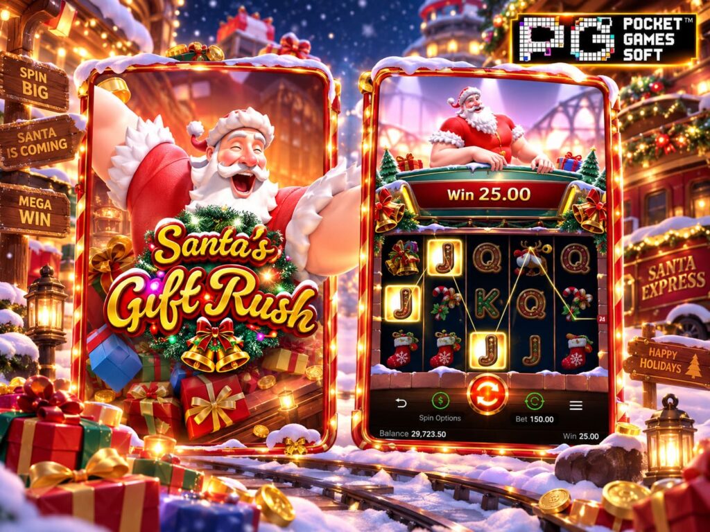 รีวิวเกม Santas Gift Rush โบนัสแตกง่าย